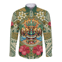 Hawaii Tiki Mask Personalized Long Sleeve Button Shirt Mele Kalikimaka i Iulai!