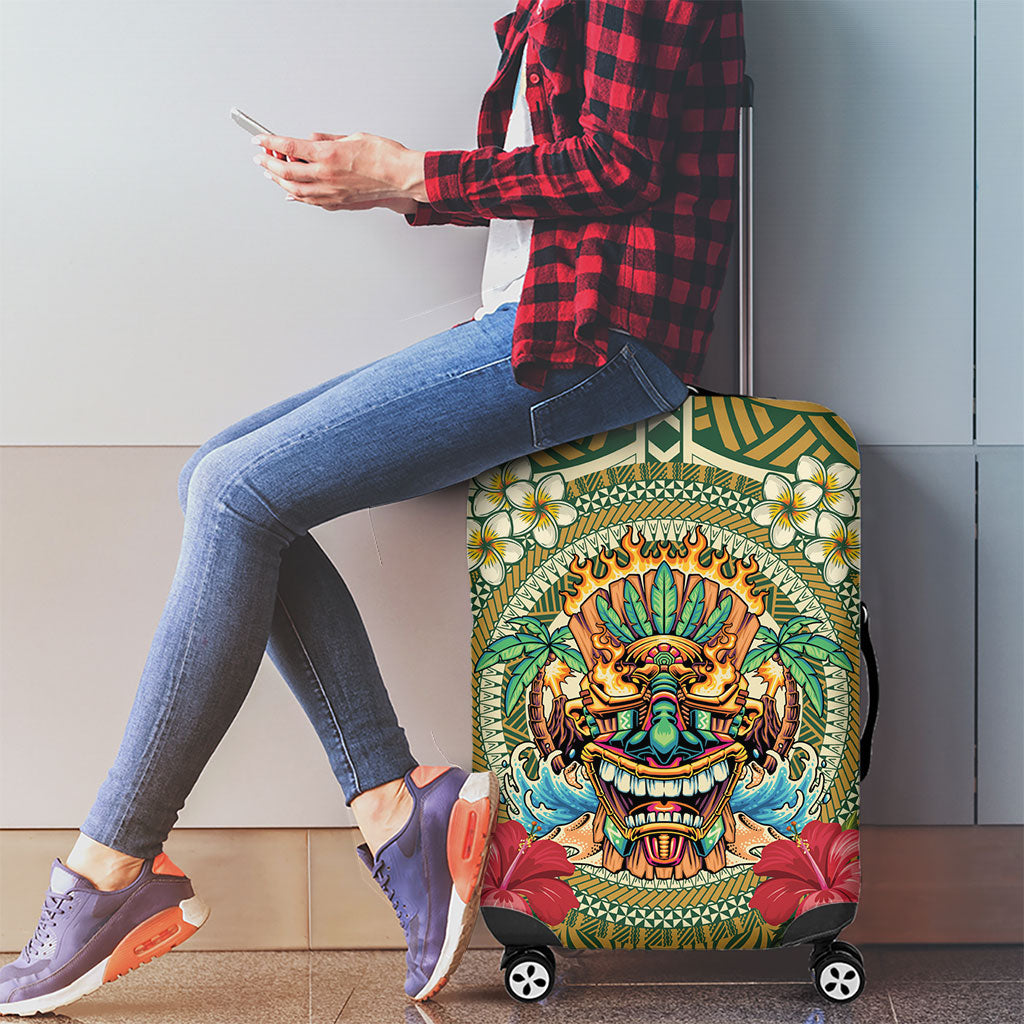 Hawaii Tiki Mask Luggage Cover Mele Kalikimaka i Iulai!
