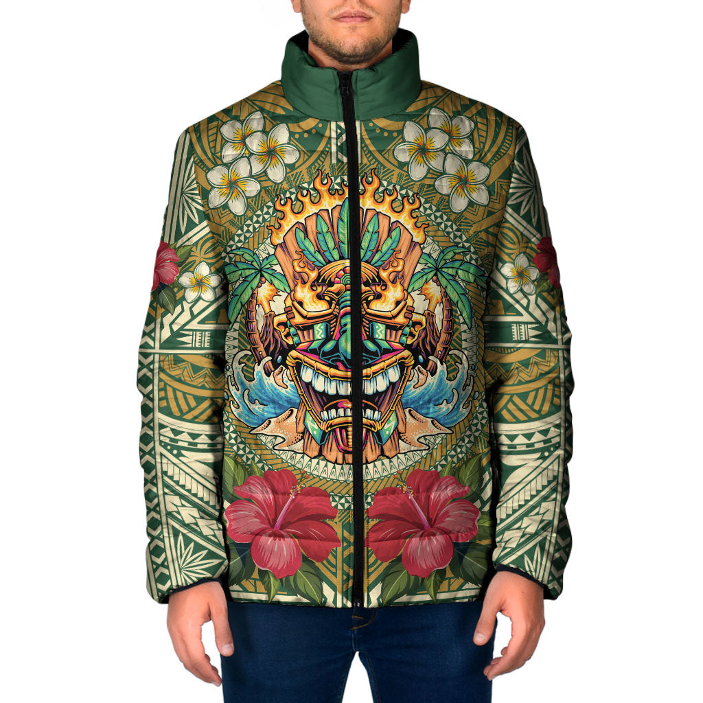 Hawaii Tiki Mask Personalized Padded Jacket Mele Kalikimaka i Iulai!