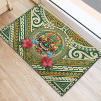 Hawaii Tiki Mask Rubber Doormat Mele Kalikimaka i Iulai! LT9 - Polynesian Pride