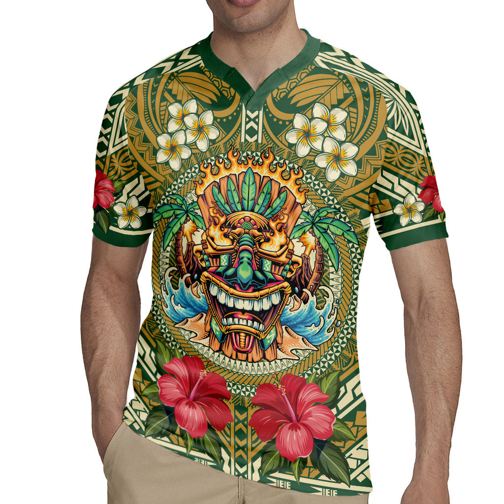 Hawaii Tiki Mask Personalized Rugby Jersey Mele Kalikimaka i Iulai!