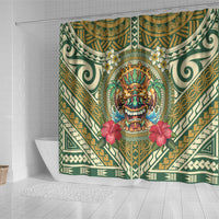 Hawaii Tiki Mask Shower Curtain Mele Kalikimaka i Iulai!