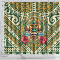 Hawaii Tiki Mask Shower Curtain Mele Kalikimaka i Iulai!