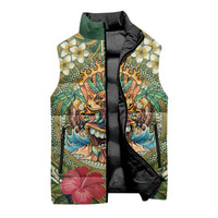 Hawaii Tiki Mask Personalized Sleeveless Puffer Jacket Mele Kalikimaka i Iulai!
