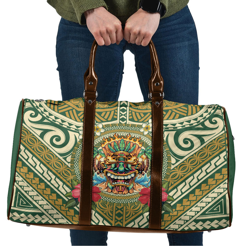 Hawaii Tiki Mask Travel Bag Mele Kalikimaka i Iulai! LT9 Green - Polynesian Pride