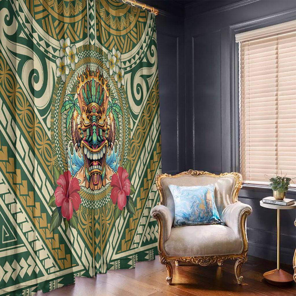 Hawaii Tiki Mask Window Curtain Mele Kalikimaka i Iulai!