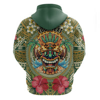 Hawaii Tiki Mask Personalized Zip Hoodie Mele Kalikimaka i Iulai!