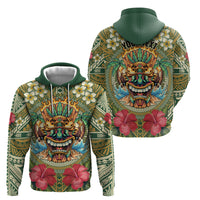 Hawaii Tiki Mask Personalized Zip Hoodie Mele Kalikimaka i Iulai!