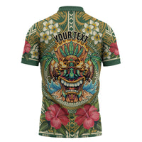 Hawaii Tiki Mask Personalized Zipper Polo Shirt Mele Kalikimaka i Iulai!