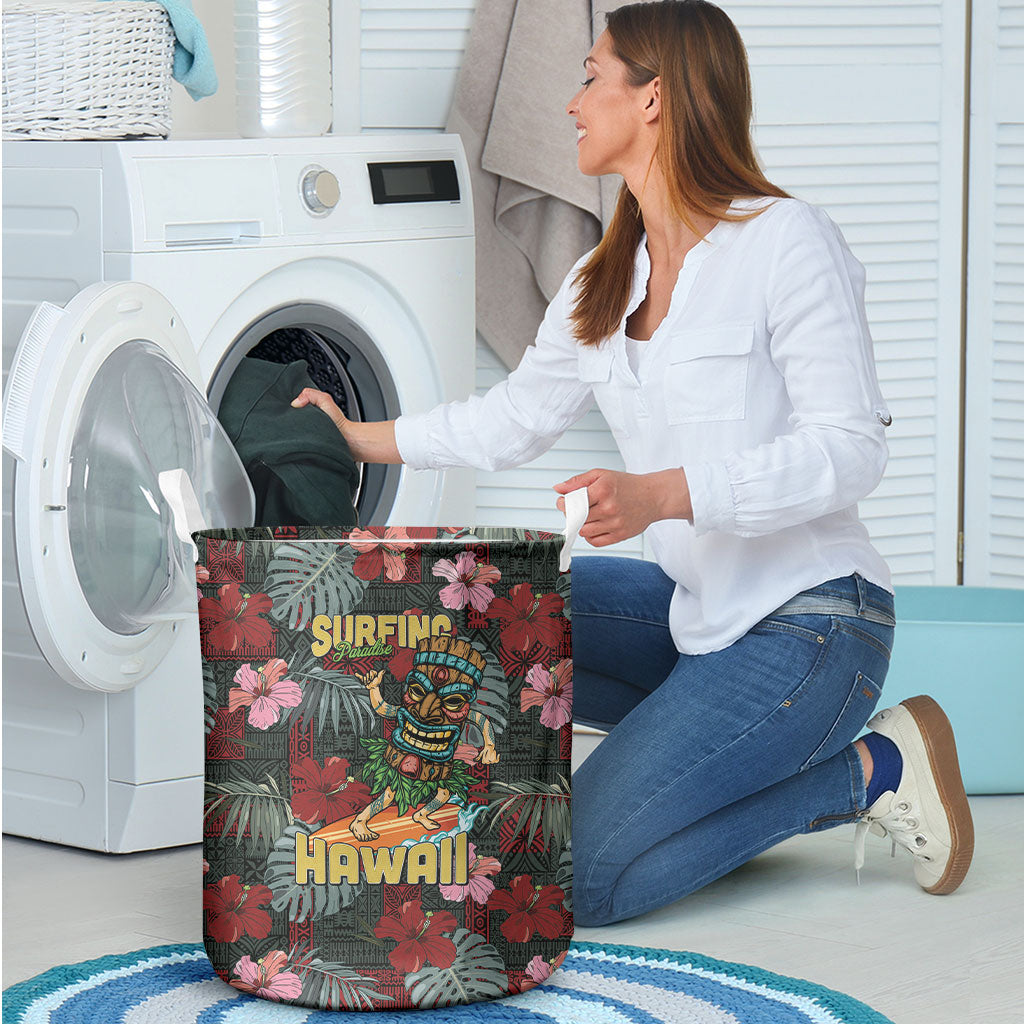 Hawaii Tiki Surfing Laundry Basket Mele Kalikimaka i Iulai!