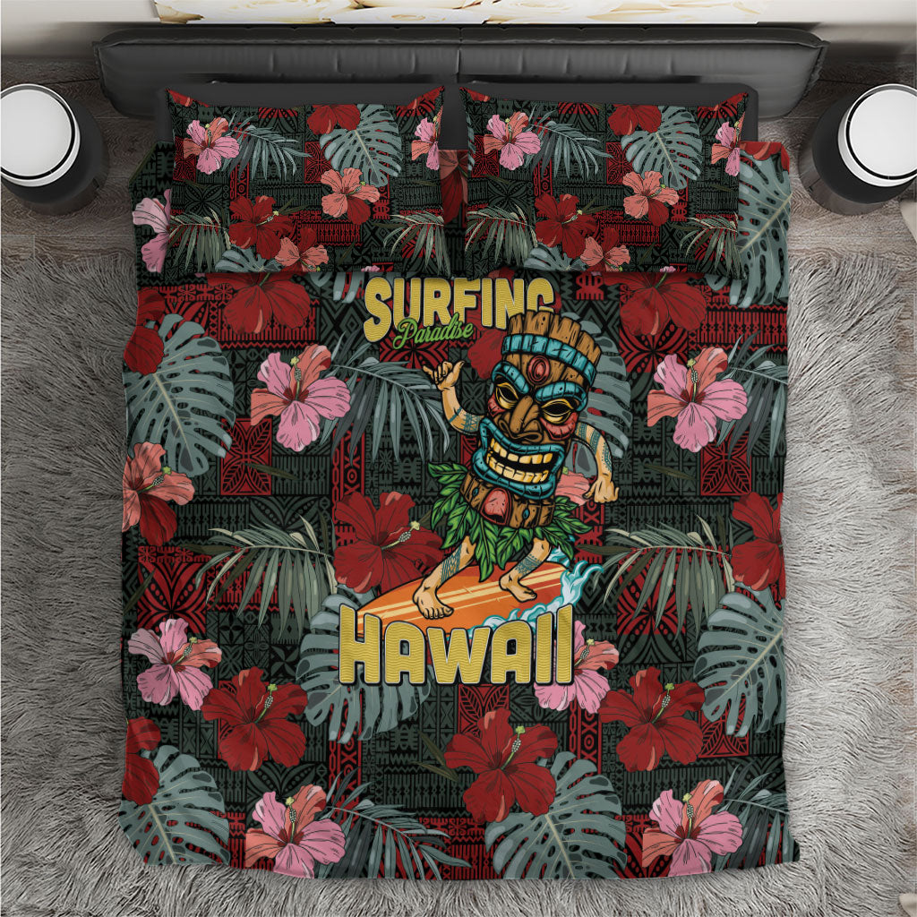 Hawaii Tiki Surfing Bedding Set Mele Kalikimaka i Iulai!