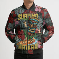 Hawaii Tiki Surfing Bomber Puffer Jacket Mele Kalikimaka i Iulai!