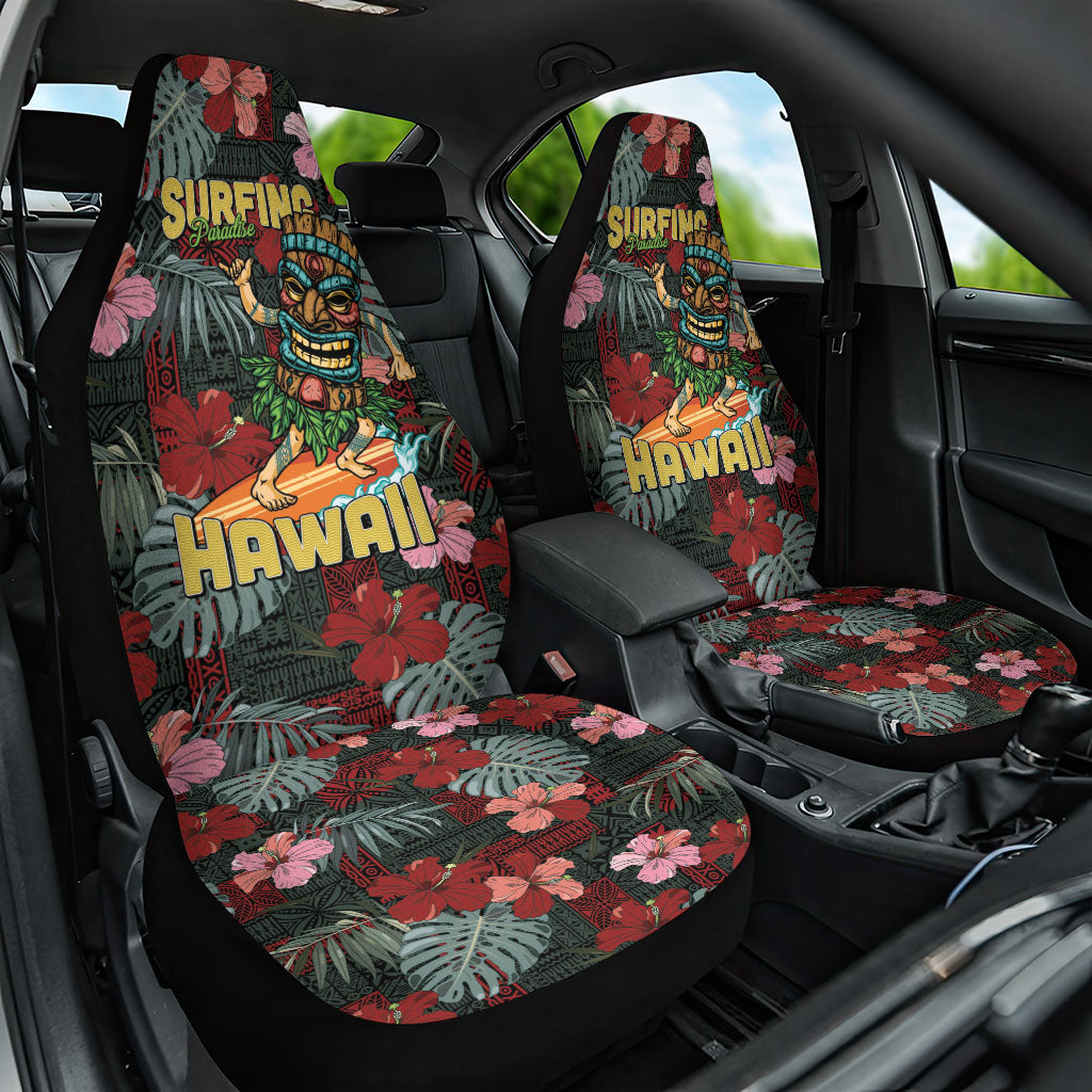 Hawaii Tiki Surfing Car Seat Cover Mele Kalikimaka i Iulai! LT9 One Size Black - Polynesian Pride