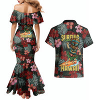 Hawaii Tiki Surfing Couples Matching Mermaid Dress and Hawaiian Shirt Mele Kalikimaka i Iulai! LT9 - Polynesian Pride