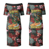 Hawaii Tiki Surfing Couples Matching Puletasi and Long Sleeve Button Shirt Mele Kalikimaka i Iulai! LT9 - Polynesian Pride