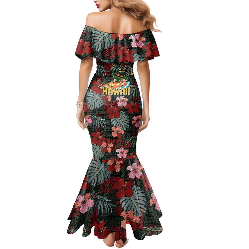Hawaii Tiki Surfing Family Matching Mermaid Dress and Hawaiian Shirt Mele Kalikimaka i Iulai! LT9 - Polynesian Pride