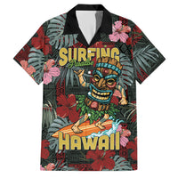Hawaii Tiki Surfing Family Matching Puletasi and Hawaiian Shirt Mele Kalikimaka i Iulai! LT9 Dad's Shirt - Short Sleeve Black - Polynesian Pride