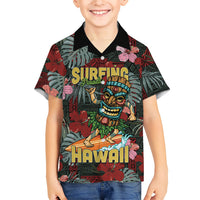 Hawaii Tiki Surfing Family Matching Puletasi and Hawaiian Shirt Mele Kalikimaka i Iulai! LT9 Son's Shirt Black - Polynesian Pride