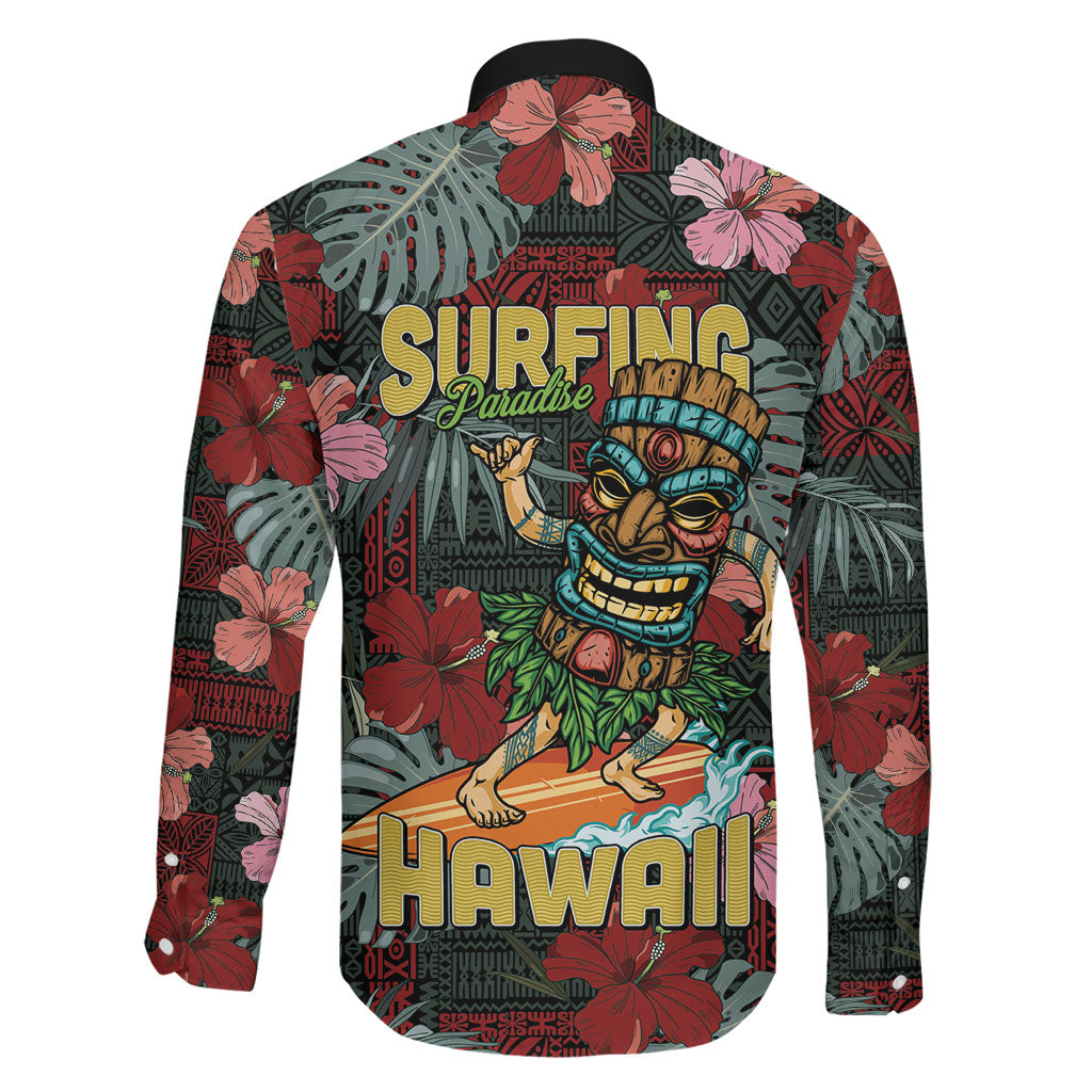 Hawaii Tiki Surfing Family Matching Summer Maxi Dress and Hawaiian Shirt Mele Kalikimaka i Iulai! LT9 - Polynesian Pride