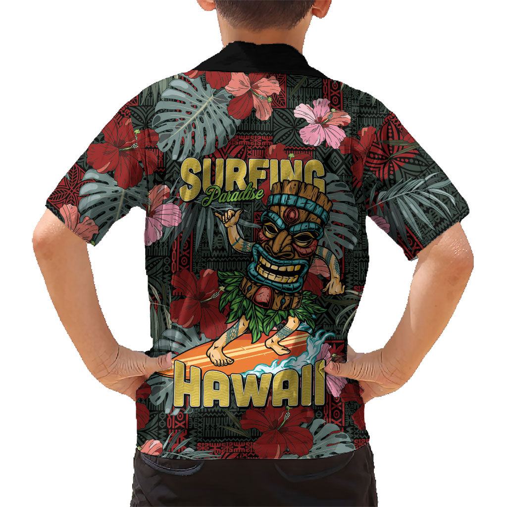 Hawaii Tiki Surfing Family Matching Tank Maxi Dress and Hawaiian Shirt Mele Kalikimaka i Iulai! LT9 - Polynesian Pride