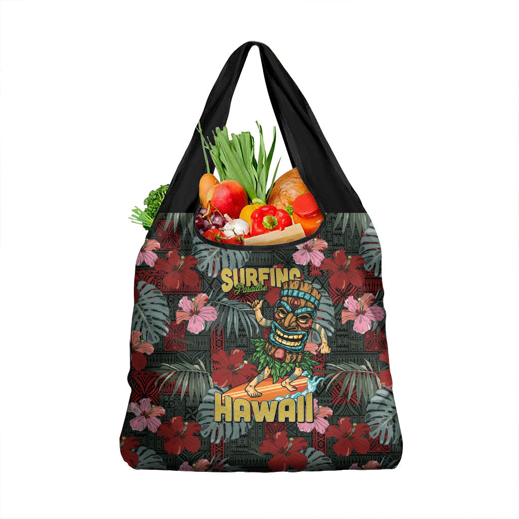 Hawaii Tiki Surfing Grocery Bag Mele Kalikimaka i Iulai! LT9 1-pack One Size Black - Polynesian Pride