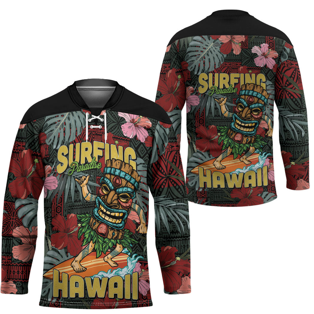 Hawaii Tiki Surfing Hockey Jersey Mele Kalikimaka i Iulai! LT9 - Polynesian Pride