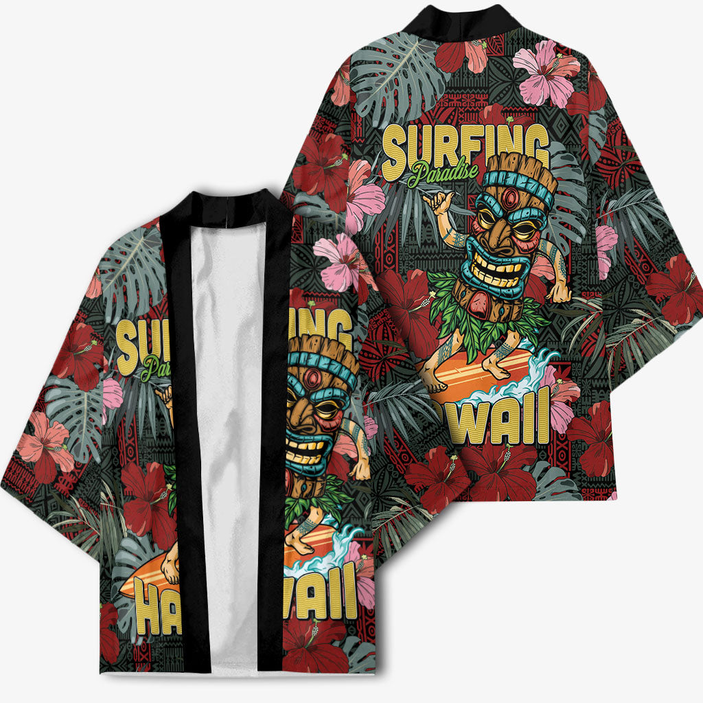 Hawaii Tiki Surfing Kimono Mele Kalikimaka i Iulai!