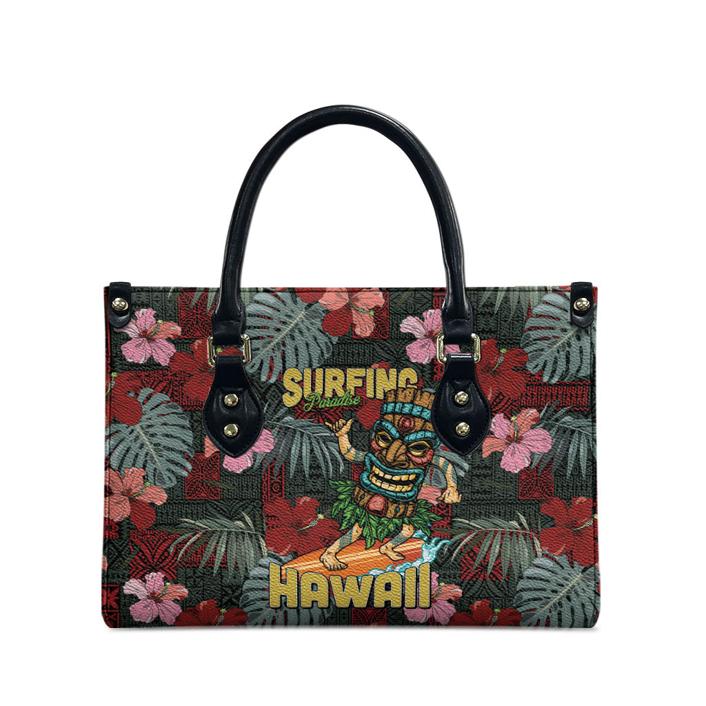 Hawaii Tiki Surfing Leather Bag Mele Kalikimaka i Iulai!