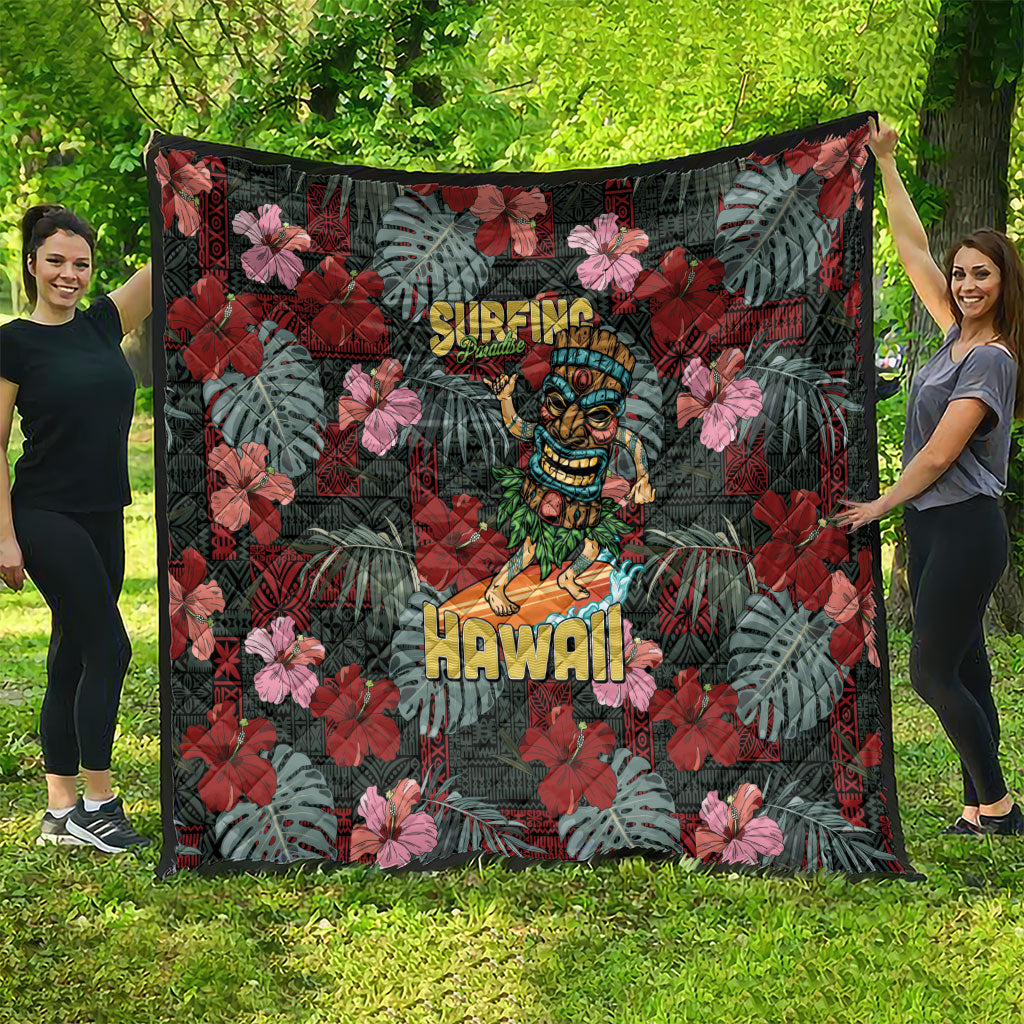 Hawaii Tiki Surfing Quilt Mele Kalikimaka i Iulai!