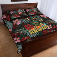 Hawaii Tiki Surfing Quilt Bed Set Mele Kalikimaka i Iulai!