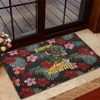 Hawaii Tiki Surfing Rubber Doormat Mele Kalikimaka i Iulai! LT9 - Polynesian Pride