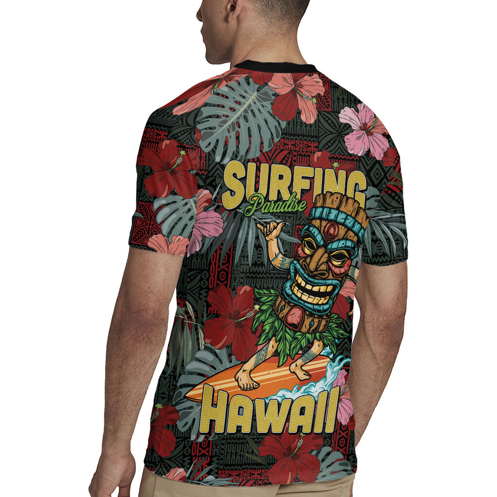 Hawaii Tiki Surfing Rugby Jersey Mele Kalikimaka i Iulai!