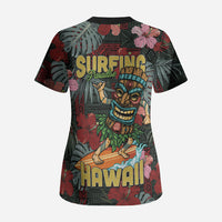 Hawaii Tiki Surfing Scrub Top Mele Kalikimaka i Iulai!