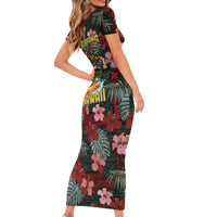 Hawaii Tiki Surfing Short Sleeve Bodycon Dress Mele Kalikimaka i Iulai!