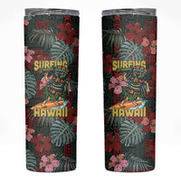 Hawaii Tiki Surfing Skinny Tumbler Mele Kalikimaka i Iulai! LT9 Black - Polynesian Pride