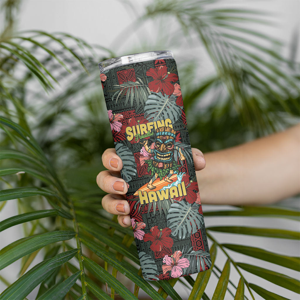 Hawaii Tiki Surfing Skinny Tumbler Mele Kalikimaka i Iulai! LT9 - Polynesian Pride