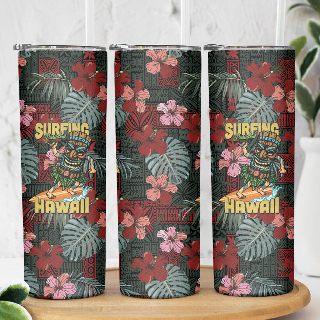 Hawaii Tiki Surfing Skinny Tumbler Mele Kalikimaka i Iulai! LT9 - Polynesian Pride
