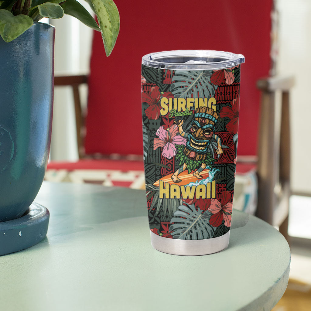 Hawaii Tiki Surfing Tumbler Cup Mele Kalikimaka i Iulai!