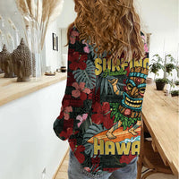Hawaii Tiki Surfing Women Casual Shirt Mele Kalikimaka i Iulai! LT9 - Polynesian Pride