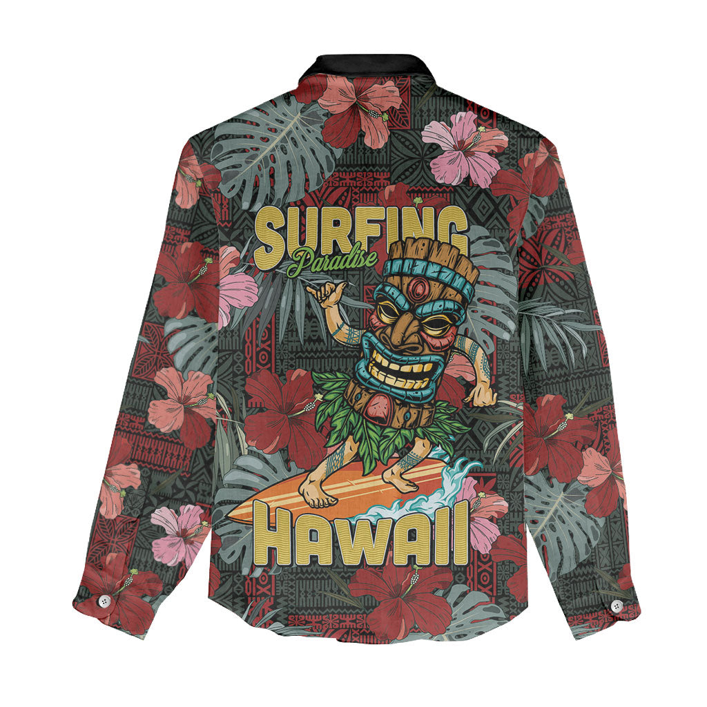 Hawaii Tiki Surfing Women Casual Shirt Mele Kalikimaka i Iulai! LT9 - Polynesian Pride