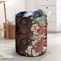 Kanoa Hawai'i Hibiscus Laundry Basket Polynesian Tribal Tattoo Pattern Floral Elements LT9 Brown - Polynesian Pride