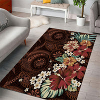 Kanoa Hawai'i Hibiscus Area Rug Polynesian Tribal Tattoo Pattern Floral Elements LT9 - Polynesian Pride