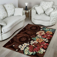 Kanoa Hawai'i Hibiscus Area Rug Polynesian Tribal Tattoo Pattern Floral Elements LT9 - Polynesian Pride