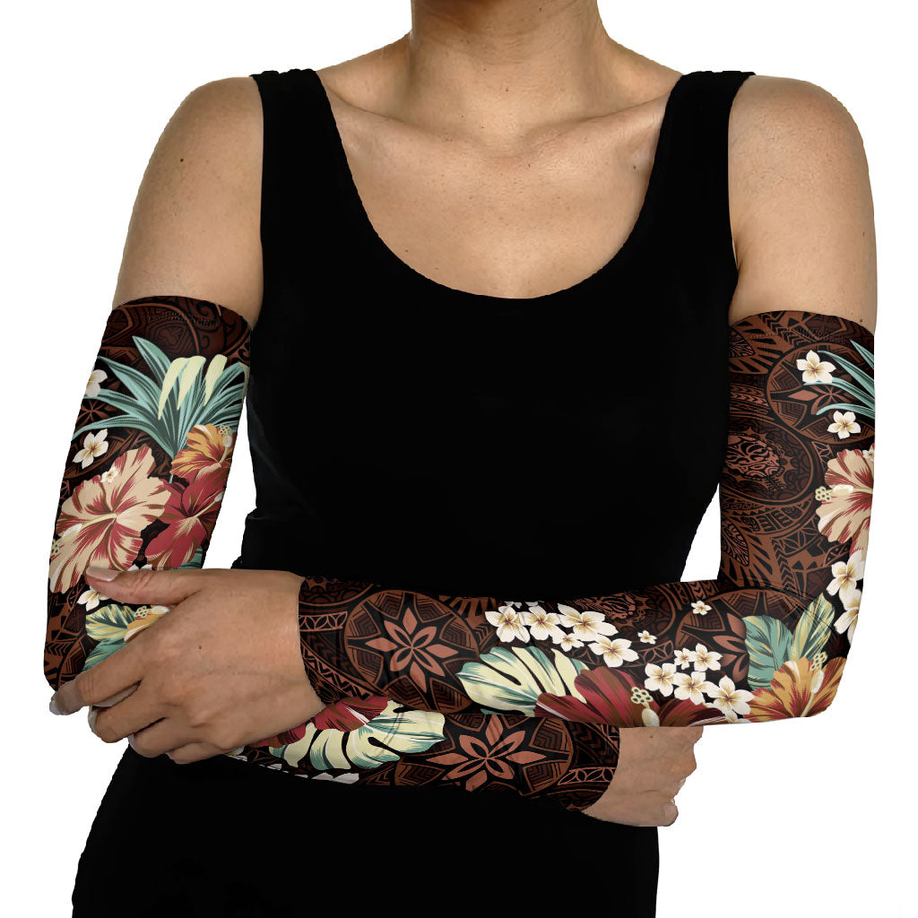 Kanoa Hawai'i Hibiscus Arm Sleeves Polynesian Tribal Tattoo Pattern Floral Elements LT9 - Polynesian Pride