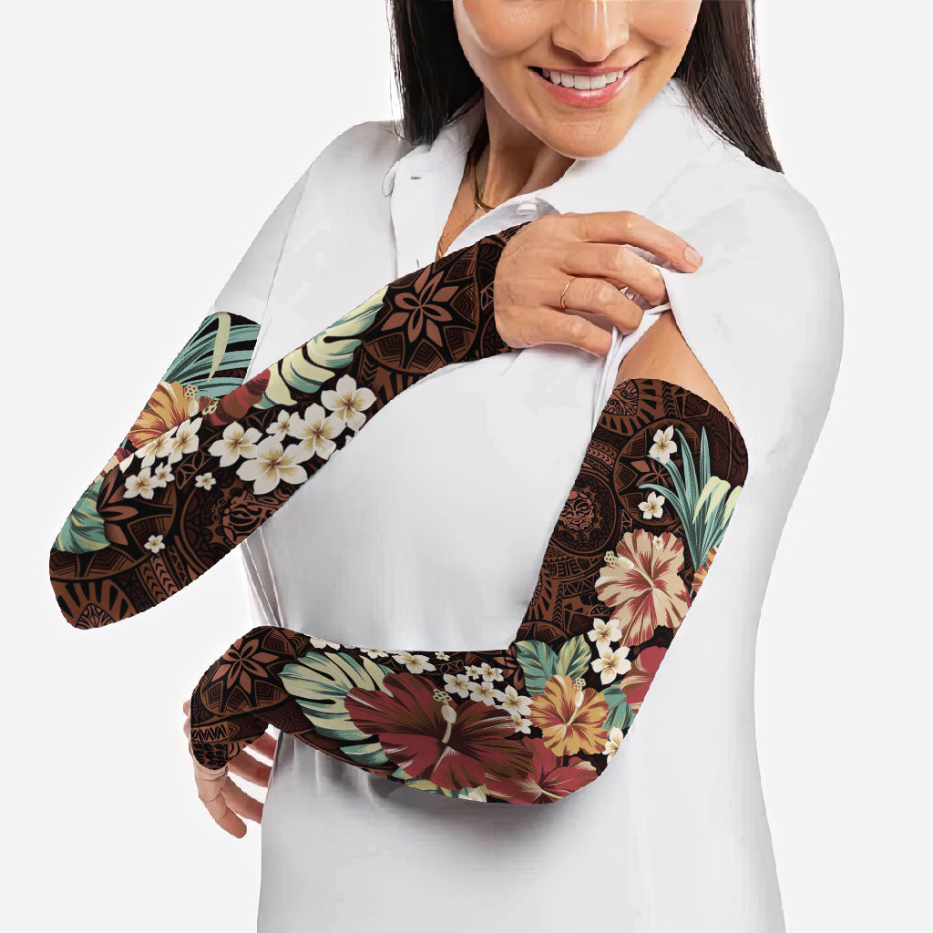 Kanoa Hawai'i Hibiscus Arm Sleeves Polynesian Tribal Tattoo Pattern Floral Elements LT9 - Polynesian Pride
