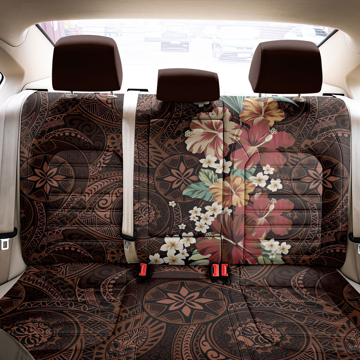 Kanoa Hawai'i Hibiscus Back Car Seat Cover Polynesian Tribal Tattoo Pattern Floral Elements LT9 - Polynesian Pride