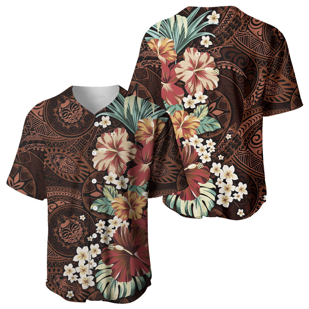 Kanoa Hawai'i Hibiscus Baseball Jersey Polynesian Tribal Tattoo Pattern Floral Elements LT9 - Polynesian Pride
