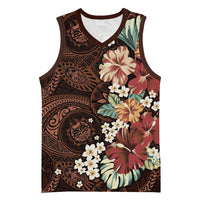 Kanoa Hawai'i Hibiscus Basketball Jersey Polynesian Tribal Tattoo Pattern Floral Elements LT9 Unisex Brown - Polynesian Pride