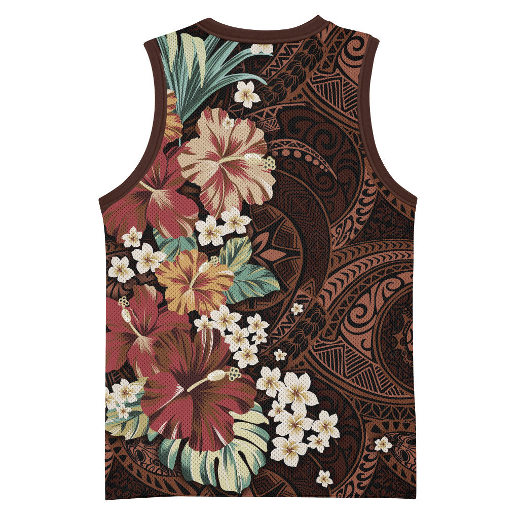 Kanoa Hawai'i Hibiscus Basketball Jersey Polynesian Tribal Tattoo Pattern Floral Elements LT9 - Polynesian Pride