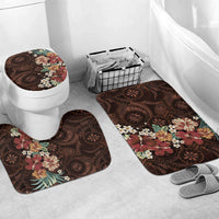 Kanoa Hawai'i Hibiscus Bathroom Set Polynesian Tribal Tattoo Pattern Floral Elements LT9 Mat Set Only (3 pcs) One Size Brown - Polynesian Pride